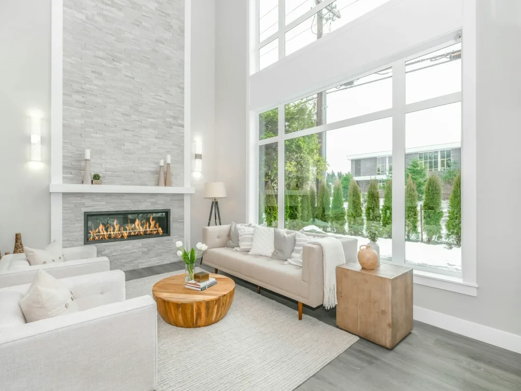 Living room with large clean interior windows in Temecula